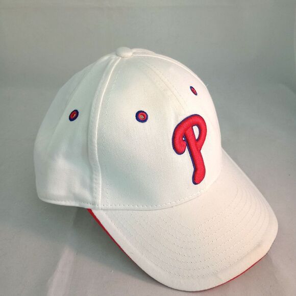 New Era Phillies MLB Baseball Cap Hat White/Red Stitch Snapback 6 Panel - Picture 2 of 6